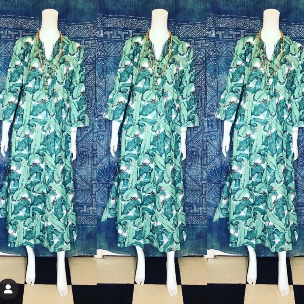 Iconic Beverly Hills Hotel Banana Leaf Print Caftan Dress - Sold out!